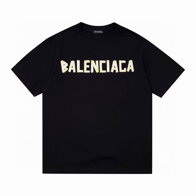 23Ss new white ink embossed Logo short-sleeved T-shirt Balenciaga fairy style de
