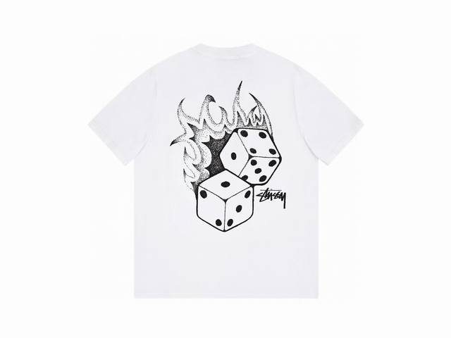 Stussy short-sleeved couple's style Fabric: 240g double yarn high-density cotton