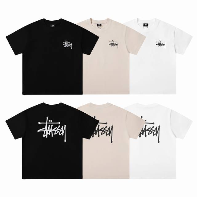 Stussy new classic letter print short sleeves Fabric: 240g double yarn high-dens
