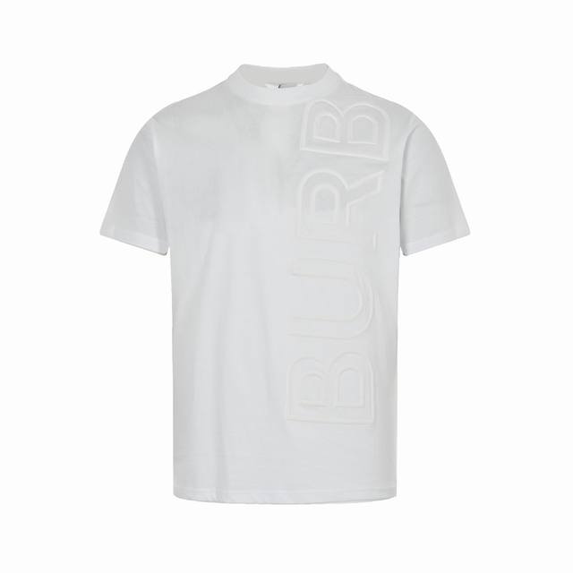 Burberry 23Ss embossed letter logo short sleeves. Made of 40s double yarn combed