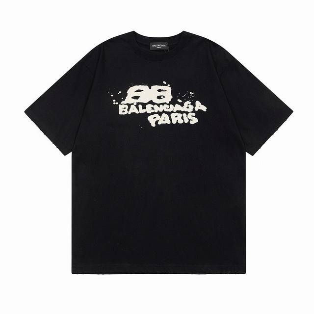 Balenciaga Ss hand-painted graffiti short-sleeved T-shirt - Fabric: 240g double-