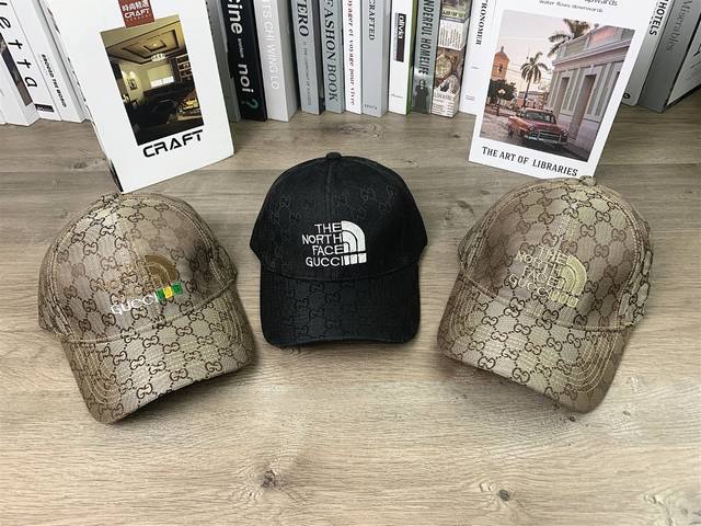 9496 Gucci joint North Face embroidered letters full logo hard top baseball cap