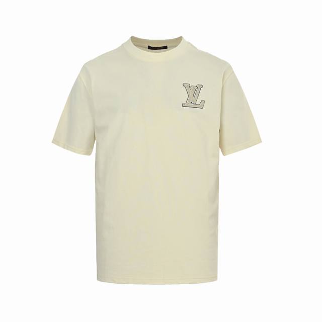 Louis Vuitton 25Ss woven embroidered letter logo short sleeves. The small logo e