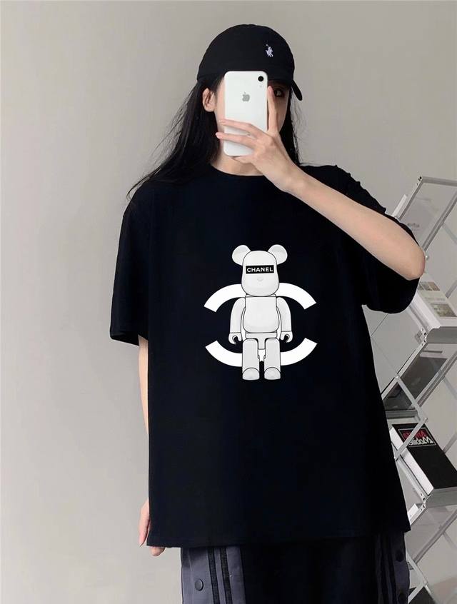 Chanel Robot Bear Short-Sleeved Half-Sleeve T-Shirt - Made from 260g double-yarn