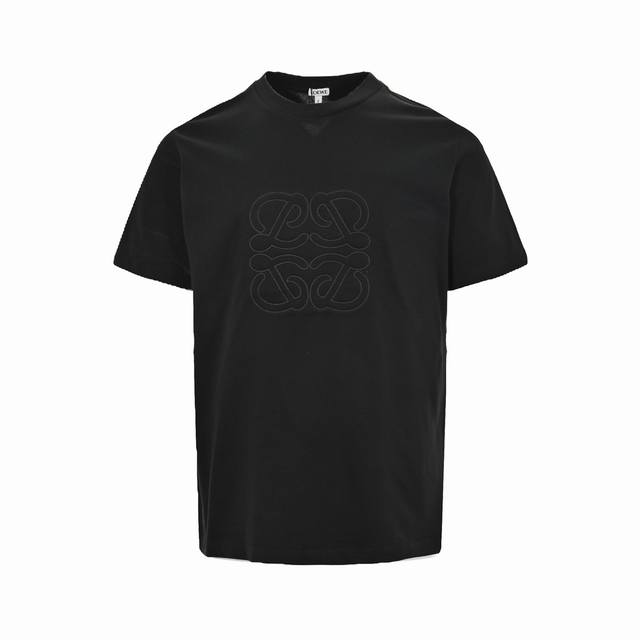 Loewe 24Ss embroidered large logo short sleeve 26s fine cotton tight plain fabri