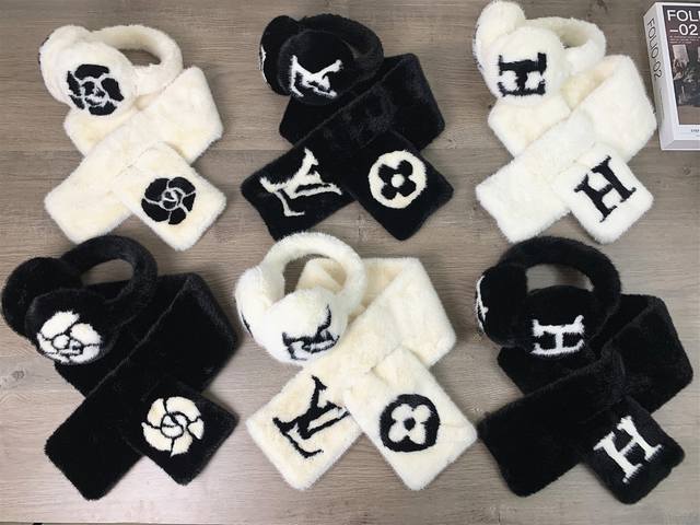 9461 earmuffs scarf Lv set earmuffs scarf casual outdoor warm 2-piece set men an
