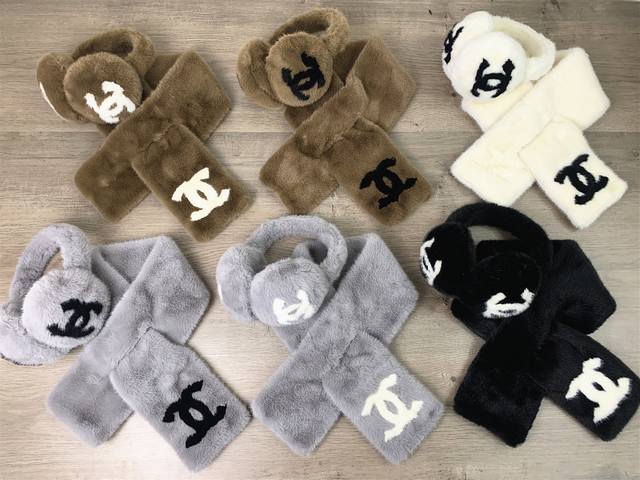9459earmuffsscarfChanel Chanel earmuffs scarf 2-piece set men and women casual s