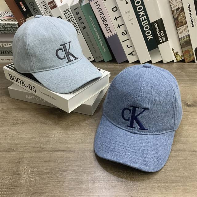 8798 Ck Calvin Klein letter embroidered baseball cap denim fabric duckbill silen
