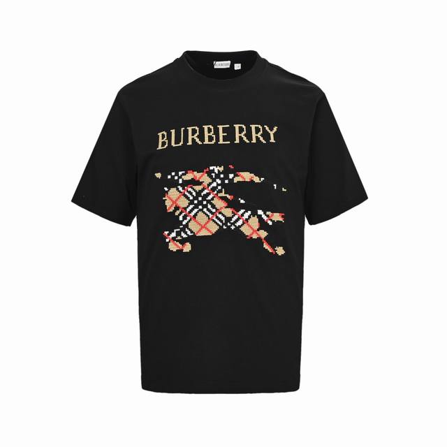 Burberry 25Ss cross-stitch embroidered warhorse short sleeves are made of 15S fi