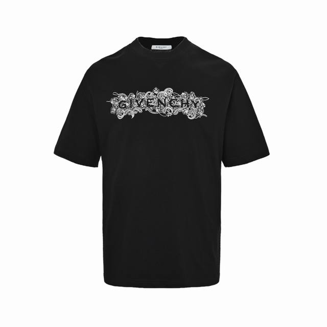 Givenchy floral embroidered letter logo short sleeve fabric is made of high-gram