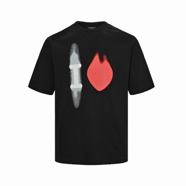 Balenciga 24Ss Valentine's Day collection heart-print short-sleeved Valentine's