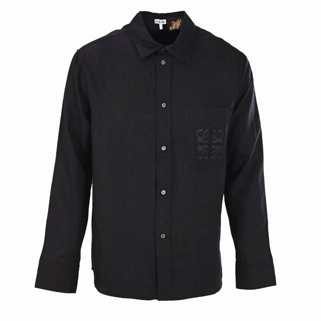Loewe's embroidered linen long-sleeved shirt is a fusion of viscose and linen, a