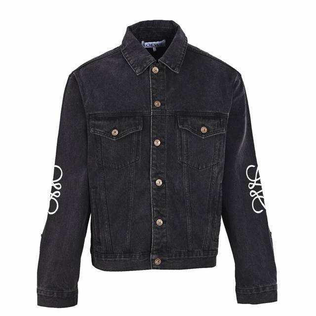 Loewe Anagram denim embroidered jacket features a black base and black top, high