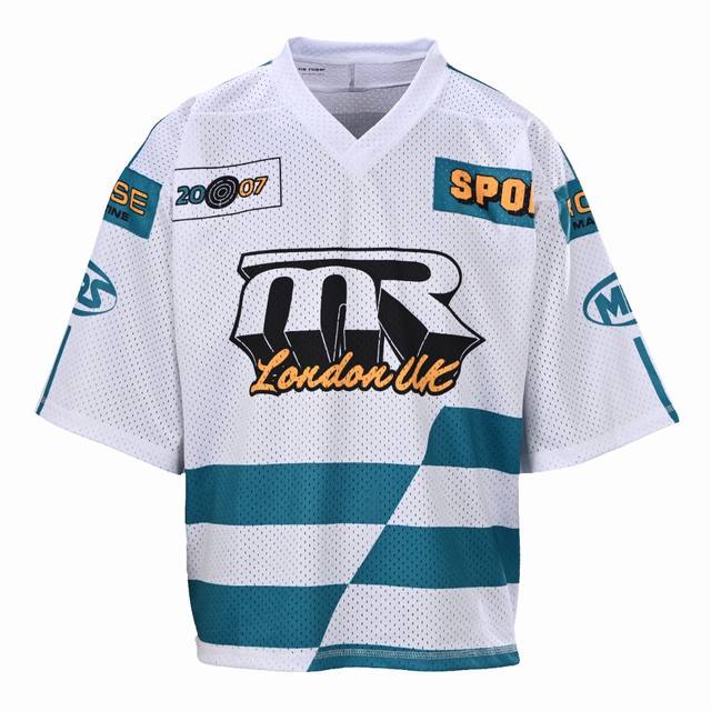 Martine Rose Mr. No. 10 jersey. This garment is made from 100% PET polyethylene