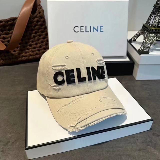 8525 Celine patch hole old baseball cap casual versatile baseball cap Adjustable