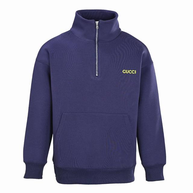 Gucci half-zip stand-up collar sweatshirt with yellow Gucci appliqu
