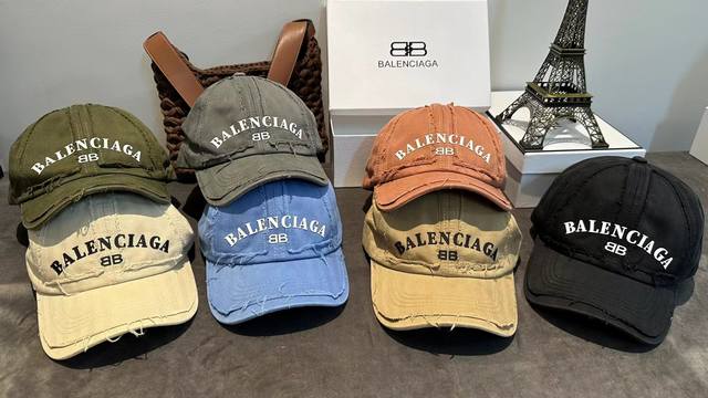 8478 Balenciaga Paris Balenciaga printed distressed cut cap versatile baseball c