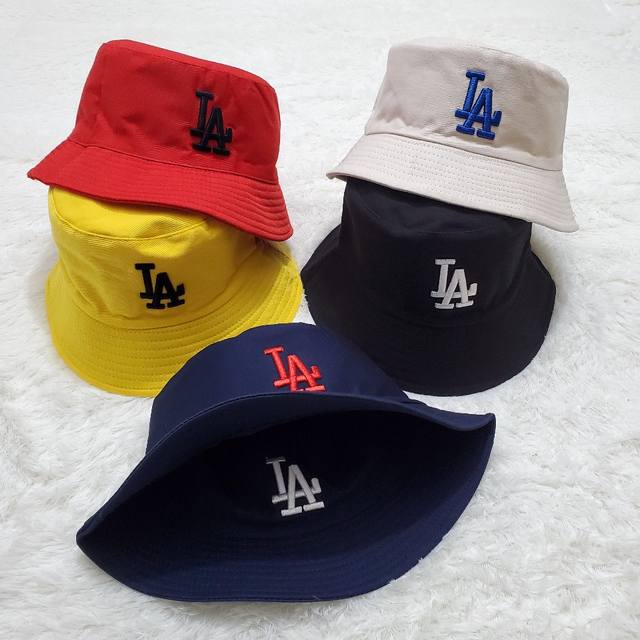 8077La embroidered fisherman hat with embroidered letters on both sides One size