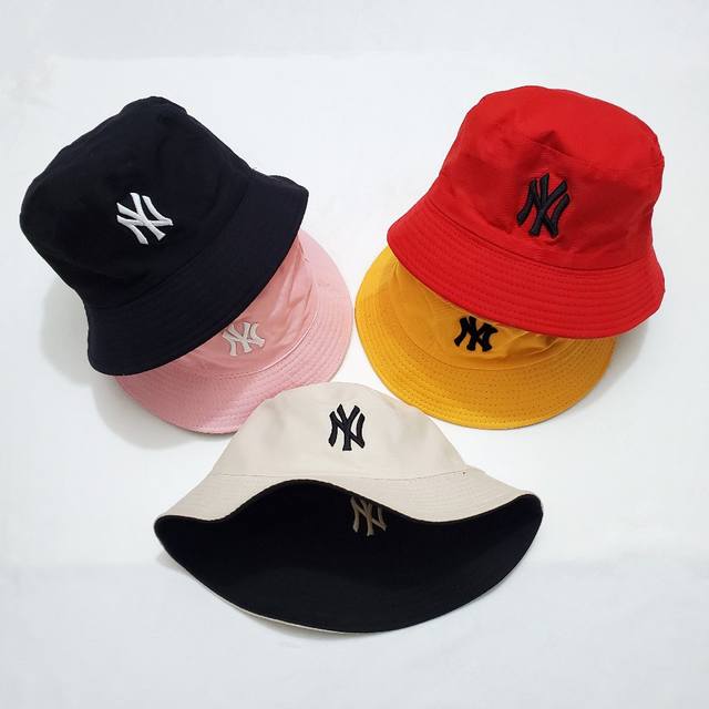 8011Yankees Mlb embroideryDouble-sidedBucket hat sun hatOne size color: apricot