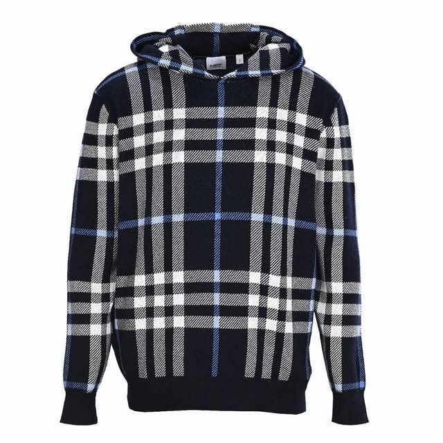 Burberry Bbr blue large plaid knitted hoodie, purchased for the original 10,000,