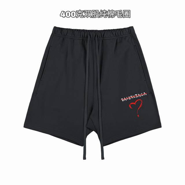 Balenciaga Paris Question Mark Heart Print Basic Style Double-Ply 400g Cotton Te