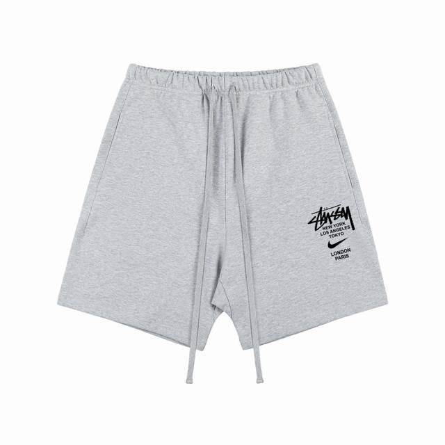 Stussy and Nike Basic Printed Double-Ply 400g Cotton Terry Shorts for Couples. F