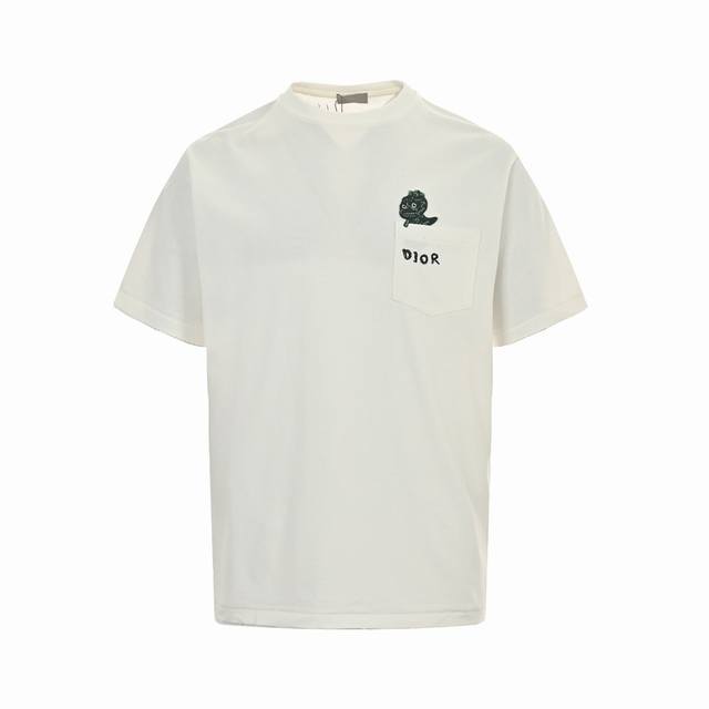 Dior 24Ss pocket dinosaur embroidered short sleeves are customized in a 1:1 rati