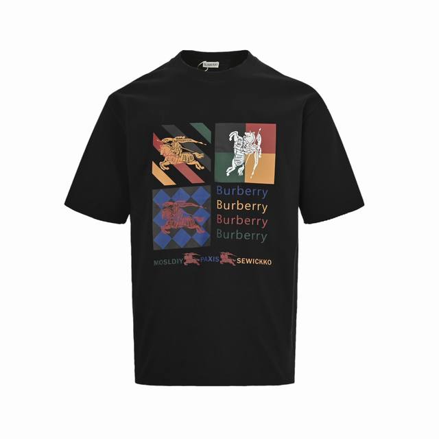 Burberry 25Ss square horse print short-sleeves are made from custom 240g 26s ult