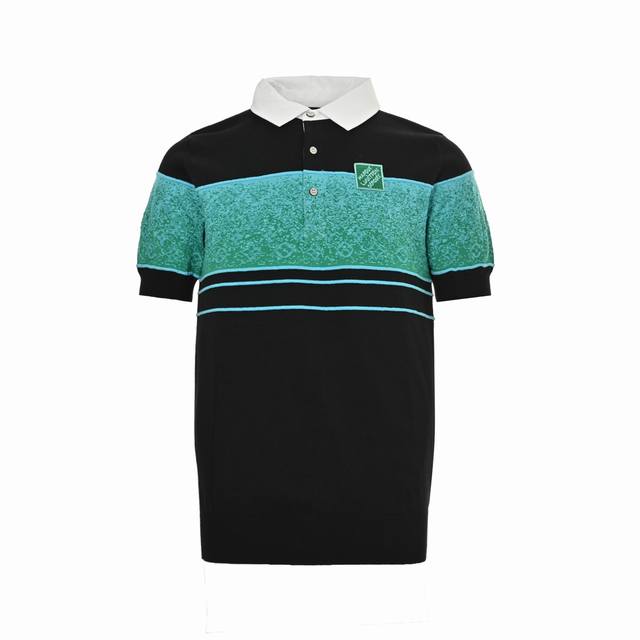 Louis Vuitton 25Ss Gradient Monochrome Jacquard Knit Polo Short Sleeve Lv Spring