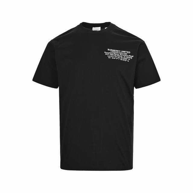 Burberry 22Ss short-sleeved shirt with laminated lettering and slogan is made fr
