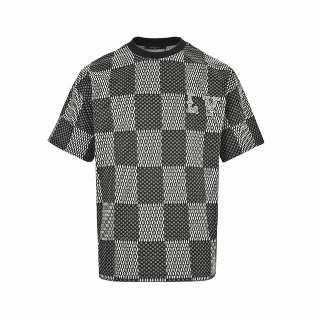 Louis Vuitton 25Ss Pharrell joint checkerboard rhinestone woolen short sleeves.
