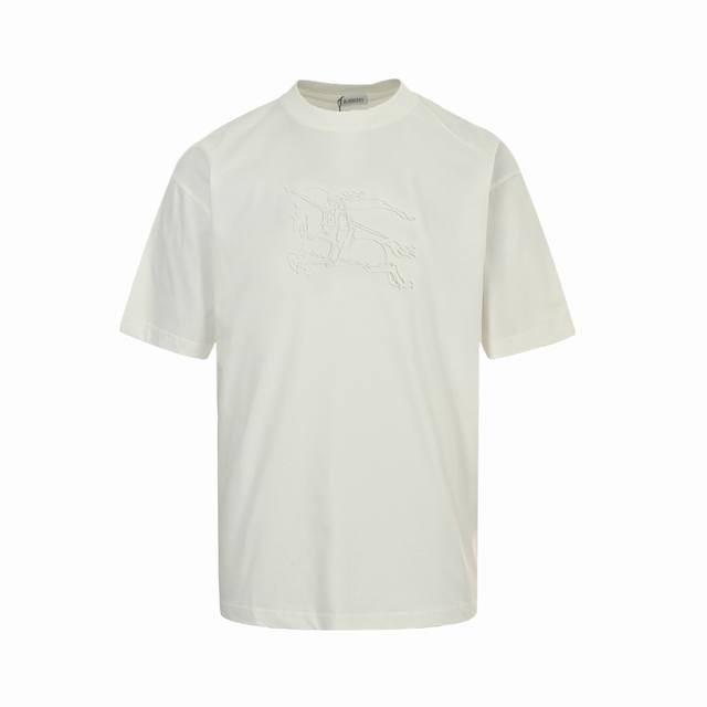 Burberry 25Ss short-sleeved shirt with a dark horse pattern on the chest and 3D