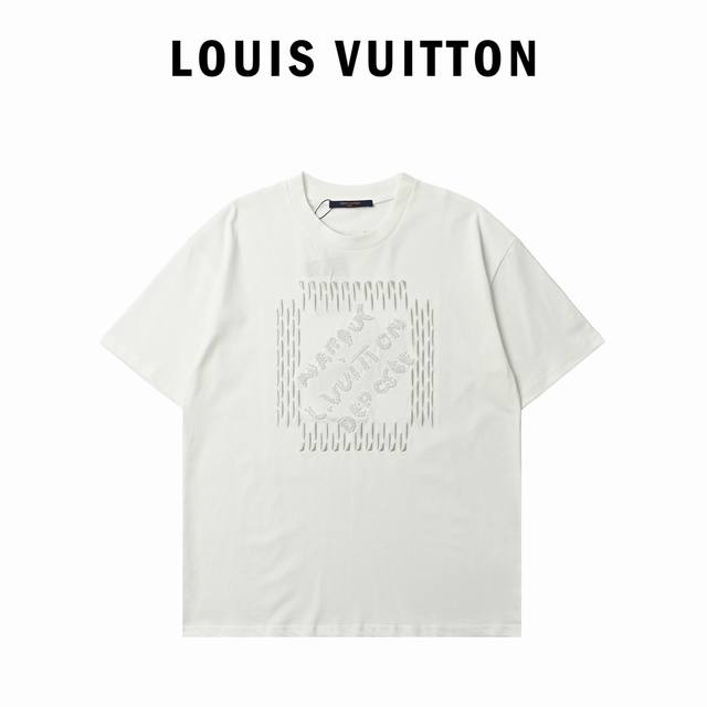 Louis Vuitton's new round-neck short-sleeved T-shirt with beaded lettering embro