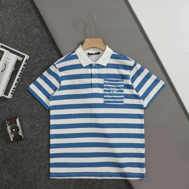 New top replica version Louis Vuitton Lv 25Ss early spring new short-sleeved dar