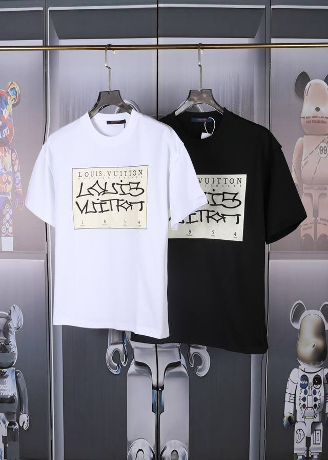 Lv Louis print embroidery new short-sleeve, high-quality nylon smooth cotton fab
