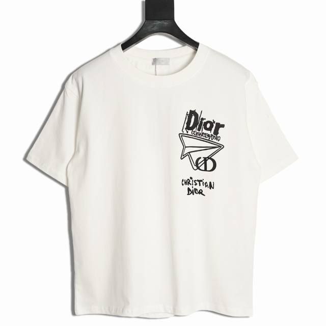 Dior 25Ss Paper Plane short-sleeved T-shirt is made from custom 240g 26s ultra-s