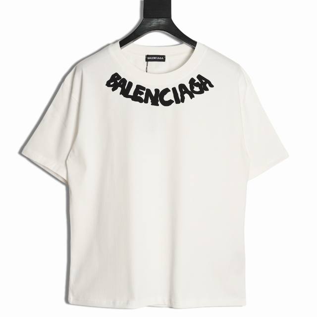 Balenciaga 25Ss short-sleeved T-shirt with lettered collar is made from custom 2