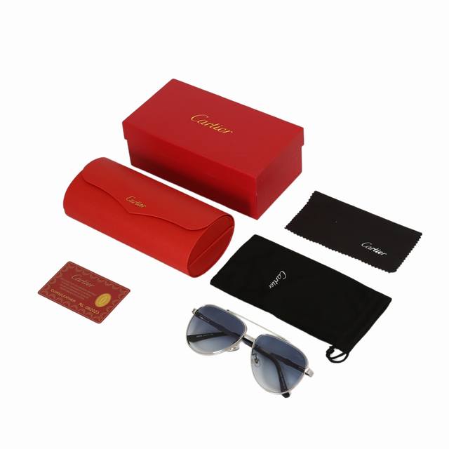 Cartier logo-finished screw-metal aviator-style sunglasses, unisex couple's styl