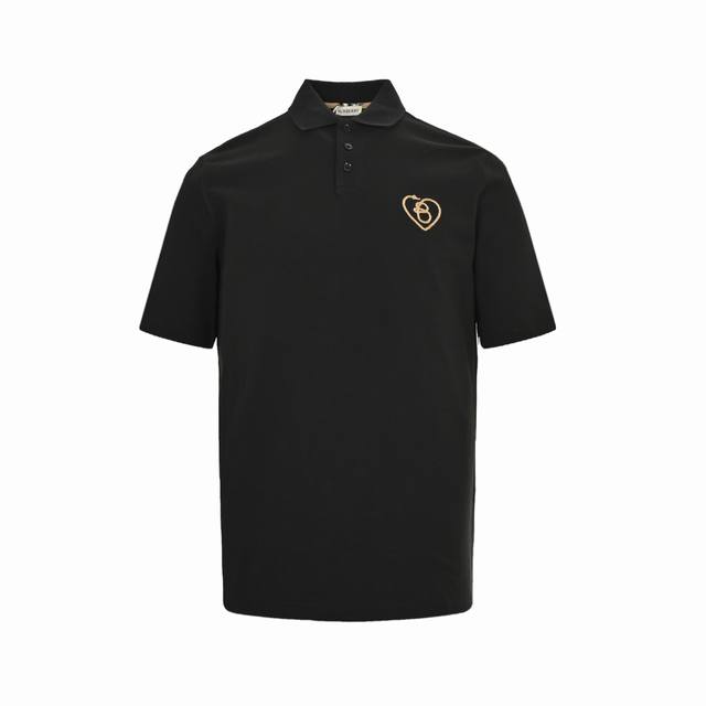 Burberry 25Ss heart-embroidered short-sleeved Polo shirt is made from 260g long-