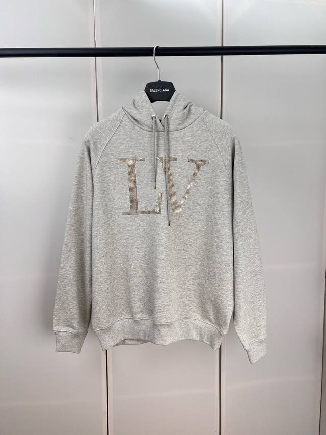 1V Louis letter hot diamond hooded sweatshirt Xs SML