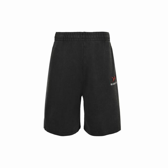Balenciaga & Puma co-branded embroidered logo shorts feature three-dimensional e