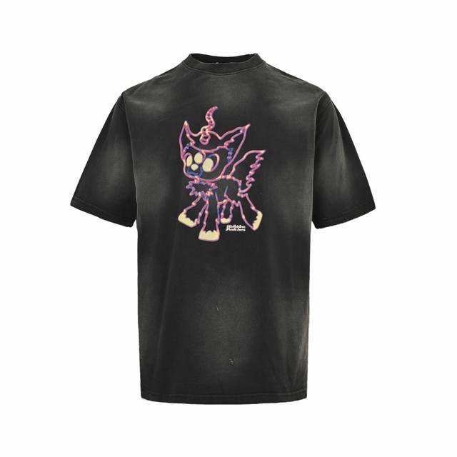 We11Done 25Ss neon monster print short-sleeves are made from custom 280g high-de