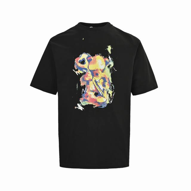 We11Done 25Ss Heart Key Man-dyed Bear Print Short Sleeve Fabric is made of custo