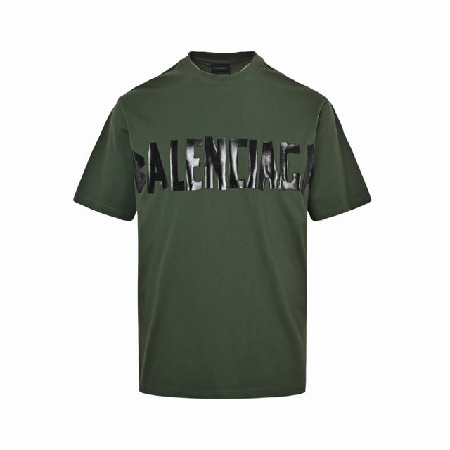Balenciaga 24Ss masking tape print short-sleeve top features 32S 1*2 fine cotton