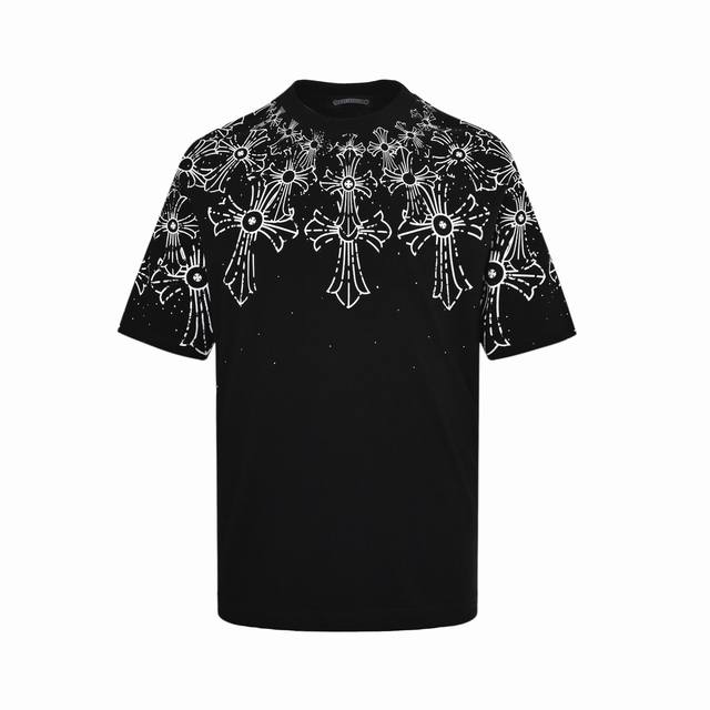 Chrome Hearts 25Ss gradient mottled cross print short-sleeve fabric is made of 2
