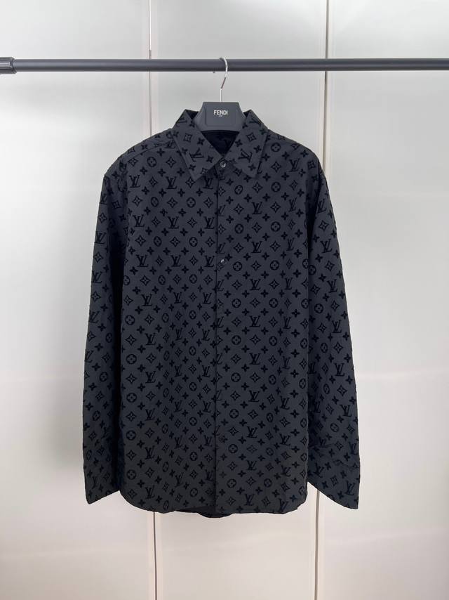 1V Louis old flower flocking long-sleeved shirt SML Xl