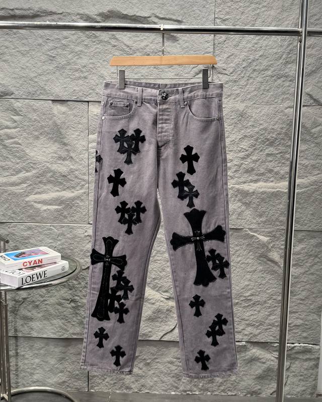 Ch Chromehearts Paris Limited Edition Black Cross-Patched Leather Heavy-Duty Gra