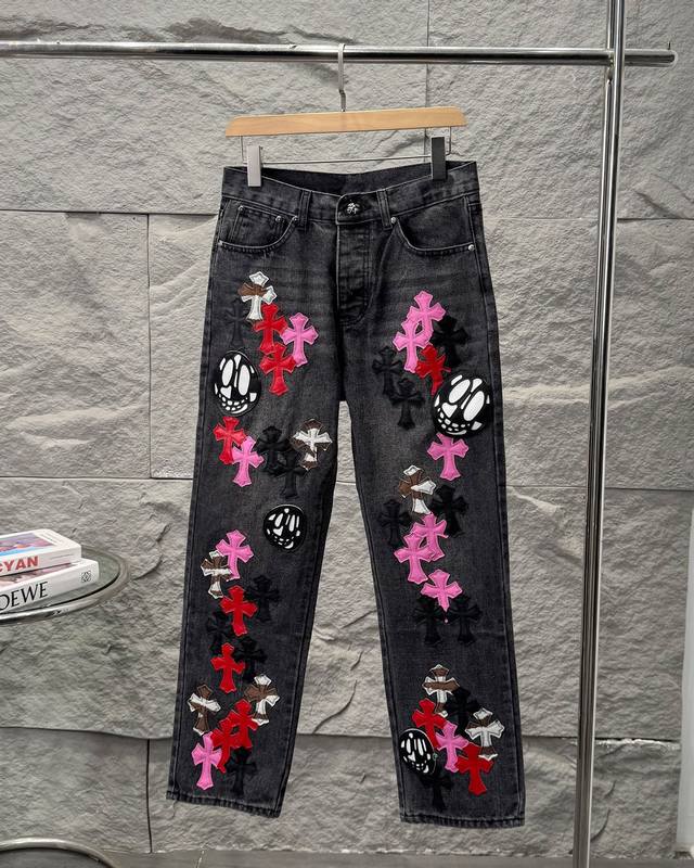 Chrome Hearts CH Chrome Hearts three-color leather patchwork with ghost face ele