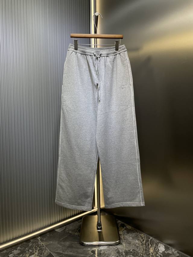 Dior top-quality original embroidered Cd logo light-gray trousers. Fabric: Made
