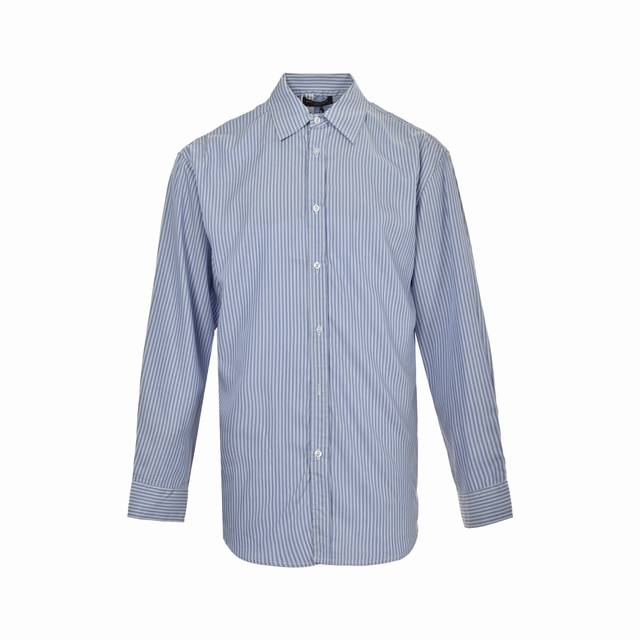 Balenciaga striped long-sleeved shirt is made from a custom cotton plaid fabric.
